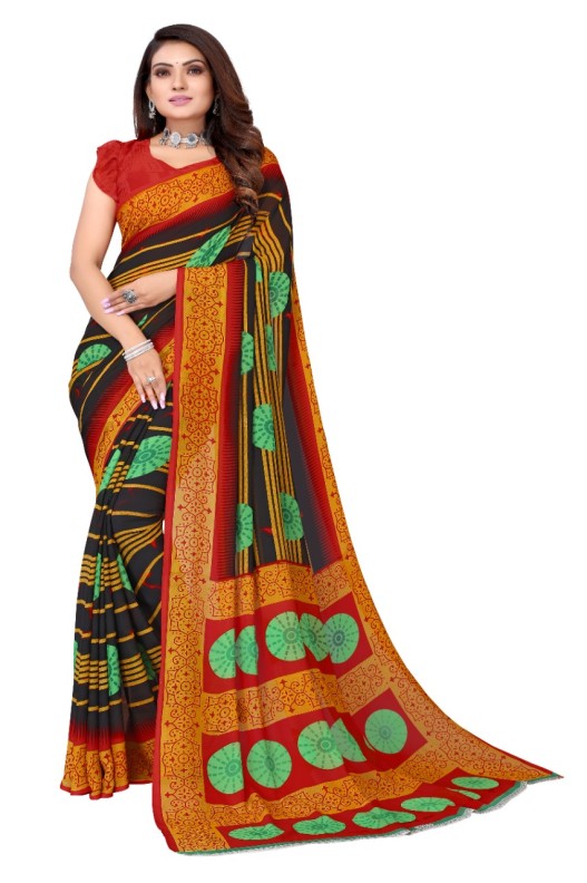 Fancy Georgette Printed Saree With blouse